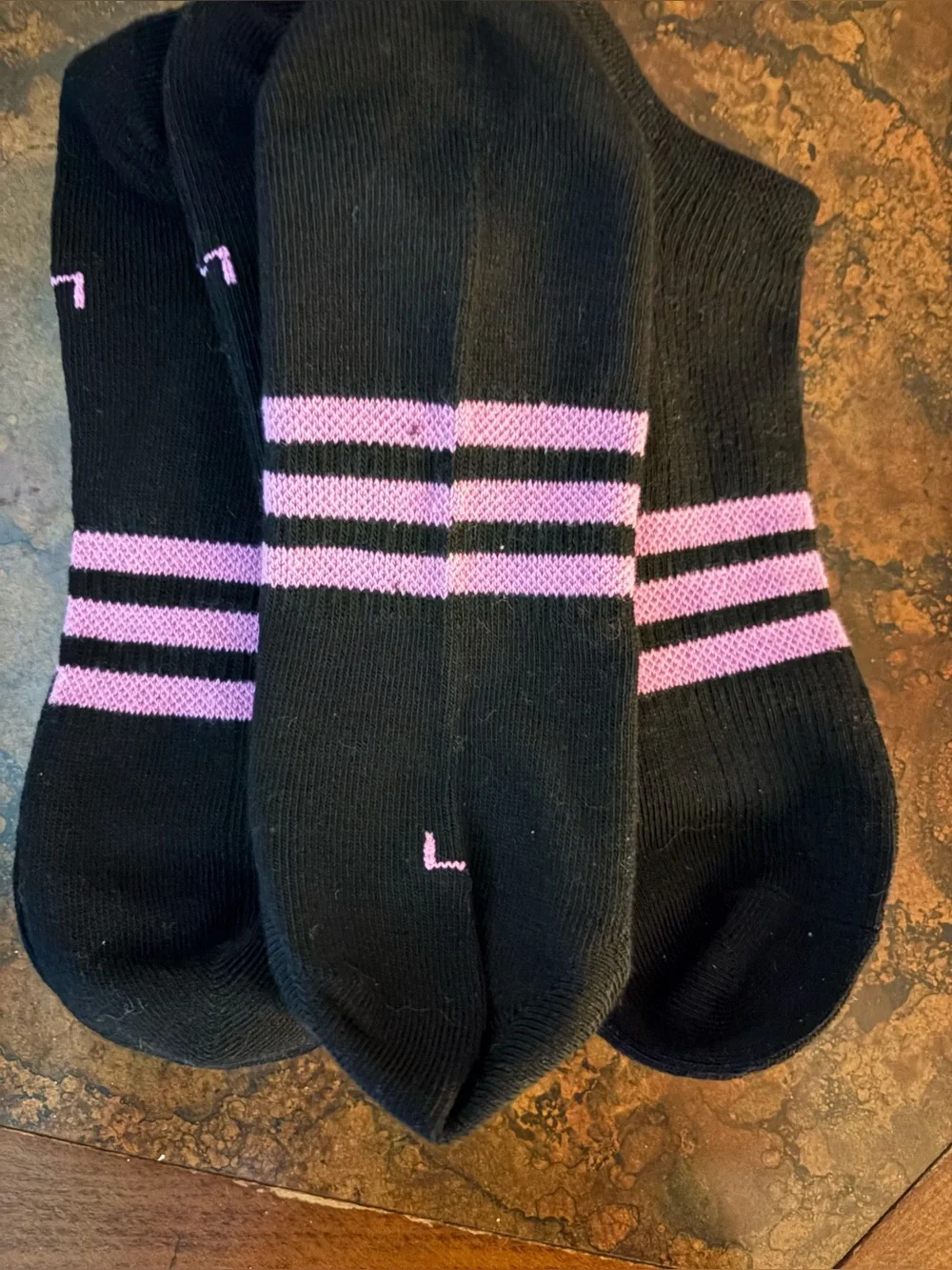 adidas Black Ankle Socks with Pink Stripes - 3 Pack